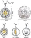 wholesale 925 Sterling Silver Compass Pendant Necklace with Cubic Zirconia Stones - Perfect Gift for Women's Jewelry Lover (Gold)-0-4