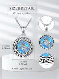 wholesale 925 Sterling Silver Turtle Pendant Necklaces Blue Opal Stone Celtic Knot s for Women Girls-0-1