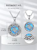 wholesale 925 Sterling Silver Celtic Knot Sea Turtle Blue Opal Round Pendant Necklace-0-1