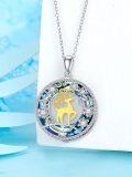 wholesale TOUPOP Reindeer Necklace S925 Sterling Silver Animal Deer Pendant Necklaces With Blue Crystal Gold Plated Deer Jewelry Valentine's Day Gifts For Women Wife Her Birthday -0-2