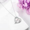 wholesale 925 Sterling Silver Heart-Shaped Necklace with Two Goats Pendant for Women Girls Mothers' Day Gift-0-3