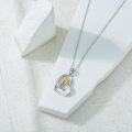 wholesale 925 Sterling Silver Elephant and Sunflower Pendant with Cubic Zirconia Chain for Women Girls  48cm Length-0-2