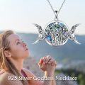 wholesale 925 Sterling Silver Abalone Shell Triple Moon Goddess Tree of Life Necklace Pagan Jewelry-0-1