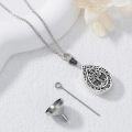 wholesale 925 Sterling Silver Tree of Life Teardrop Keepsake Pendant with Funnel and Chain - Memorial Jewelry for Ashes Cremation Urns (Silver)-0-2