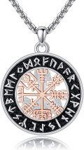 wholesale 925 Sterling Silver Vegvisir Compass Norse Rune Pendant Necklace  for Men Women -0-0