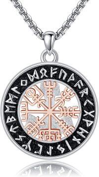 wholesale 925 Sterling Silver Vegvisir Compass Norse Rune Pendant Necklace  for Men Women -Viking Runes
