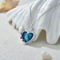 wholesale 925 Sterling Silver Austrian Blue Heart Crystal Paw Print Pet Cremation Jewelry Urn Pendant Necklace-0-3