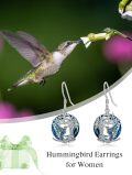 wholesale Sterling Silver Blue Crystal Tree of Life Animal Earrings (Cardinal Owl Fox Snake Sloth Giraffe) Dangle Jewelry Gift for Women-0-44