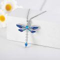 wholesale 925 Sterling Silver Blue Dragonfly Pendant Necklace Vintage Bohemian Animal s for Women-0-2