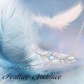wholesale 925 Sterling Silver Moonstone & Turquoise Feather Pendant Necklace for Women-0-4