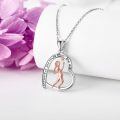 wholesale 925 Sterling Silver Tennis Girl Heart Pendant Necklace Inspirational Quote Rose Gold Zircon-0-1