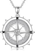 wholesale 925 Sterling Silver Moissanite Compass Pendant Necklace for Women and Men-0-0