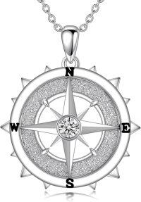 wholesale 925 Sterling Silver Moissanite Compass Pendant Necklace for Women and Men-Style1