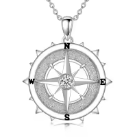 wholesale 925 Sterling Silver Moissanite Compass Pendant Necklace for Women and Men-Style1