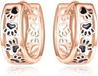 wholesale Rose Gold 925 Sterling Silver Paw Print Hoop Earrings for Women - Pet Lover Gifts-Rose Gold