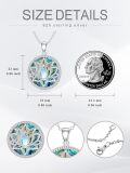 wholesale 925 Sterling Silver Moonstone & Abalone Shell Lotus Necklace - 18 Adjustable Chain, Hypoallergenic, Elegant Gift for Women-0-4