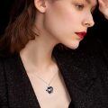 wholesale 925 Sterling Silver Gothic Skull Rose Black Crystal Heart Pendant-0-4