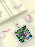 TOUPOP 925 Sterling Silver & Stone Highland Cow Pendant Necklace-0-1