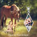 wholesale 925 Sterling Silver Abalone Shell Cubic Zirconia-Shaped Horse Pendant Necklaces for Women's Gifts-0-5