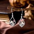 wholesale 925 Sterling Silver Platinum Plated Moss Agate Celtic Triskele Drop Earrings-0-2
