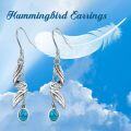 wholesale 925 Sterling Silver Turquoise Feather Dangle Earrings for Women Bohemian-0-2