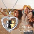 wholesale 925 Sterling Silver Heart-Shaped Multi-Cat Design Pendant Necklace with Cubic Zirconia Stones and Gold Plating for Cat Lovers-0-1