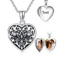 wholesale 925 Sterling Silver Heart Lotus Locket Necklace Oxidized Cubic Zirconia Photo Pendant-0-0