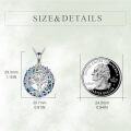 wholesale 925 Sterling Silver Blue Crystal Tree of Life Necklace - 20mm Pendant, 18 Chain-0-4