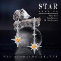 wholesale 925 Sterling Silver Star Orange Stone Leverback Drop Earrings-0-5