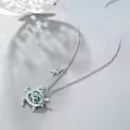 TOUPOP Sterling Silver Abalone Shell Turtle Pendant Necklace-0-4