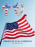 wholesale 925 Sterling Silver American Flag Cross Huggie Earrings for Women s-0-2