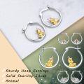 wholesale 925 Sterling Silver Duck Charm Hoop Earrings - Adorable Gift for Her-0-4