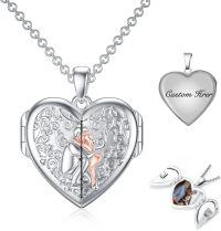 wholesale 925 Sterling Silver Heart Locket Necklace Wholesale Father Daughter Walk Together Photo Frame-06-Father Daughter Locket+ Photo+Text-06-Father Daughter Locket+ Photo