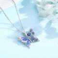 wholesale 925 Sterling Silver & Purple Oil Drop Butterfly Flower Pendant Necklace for Women-0-1