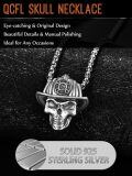 wholesale 925 Sterling Silver Firefighter Skull Pendant Necklace Oxidized Silver Box Chain-0-3