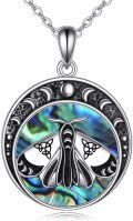 wholesale 925 Sterling Silver Oxidized Vintage Necklace w/Moon Phase Moth Wolf Pendent - Christmas Gift for Her & Mom-0-0