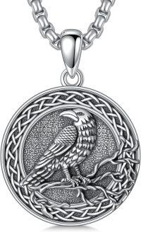 wholesale 925 Sterling Silver Raven Pendant Necklace  Celtic Knot Design Gothic Jewelry for Men & Women-B01