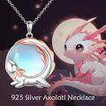 wholesale 925 Sterling Silver Moonstone Axolotl Pendant Necklace for Women - Cute -0-2