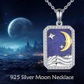 wholesale 925 Sterling Silver Lapis Lazuli Moon Star Wave Pendant Necklace-0-1
