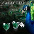 wholesale 925 Sterling Silver Malachite Heart Stud Earrings & Pendant Set - Hypoallergenic Jewelry for Women Girls-0-4