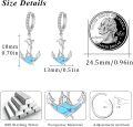 wholesale 925 Sterling Silver Turquoise Anchor Dangle Hoop Earrings for Women Minimalist Hypoallergenic Summer -0-2