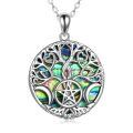 wholesale 925 Sterling Silver Abalone Shell Tree of Life Triple Moon Goddess Star Pendant Necklace-0-0