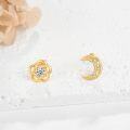 wholesale 14K Gold Moon Stud Earrings with Cubic Zirconia for Women-0-1