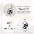 wholesale 925 Sterling Silver Gun Black Cat Oval Pendant Necklace For Women-0-3