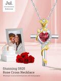 wholesale Sterling Silver Rose Cross Pendant Necklace for Women-0-160