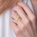 wholesale 925 Sterling Silver Gold Plated Angel Wing Cross Cubic Zirconia Open Ring For Women-0-3