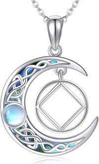 wholesale 925 Sterling Silver Moonstone Celtic Knot Triangle Pendant Necklace for Women and Men-moonstone NA necklace