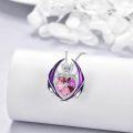 wholesale 925 Sterling Silver Crystal Dragon Necklace with Heart Birthstone Pendant-0-2