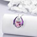 wholesale 925 Sterling Silver Crystal Dragon Necklace with Heart Birthstone Pendant-0-2