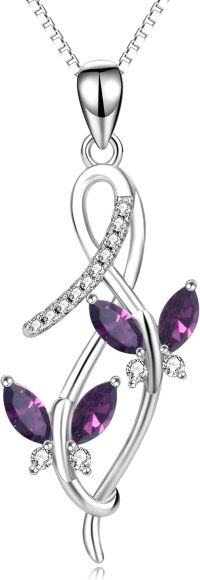 wholesale Sterling Silver Austrian Crystal Infinity Butterfly Pendant Necklace-A-Amethyst Purple